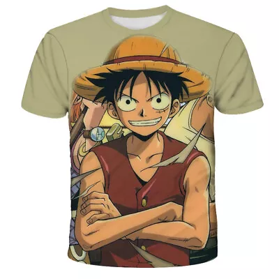 Unisex Child Anime One Piece Monkey D. Luffy Printing T-Shirt Clothes For Boys • $16.99