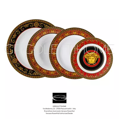 Versace Rosenthal - Medusa Red - Set Dishes 4 Pieces - Place Table • $371.28