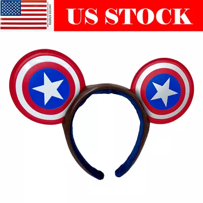 Minnie Mouse Ears Headband Captain America Logo Disney- Kids Girl Women HairBand • $18.02