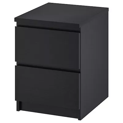 MALM Chest Of 2 Drawers Black-brown 40x55 Cm Home Office Living Room Storage • £75.99