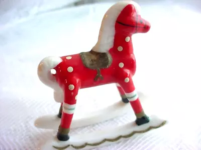 Miniature Rocking Horse Figurine Porcelain Red Handpainted Vintage • $5.96