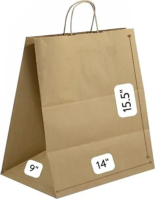 25 Pcs 15x10x12 Brown Paper Gift Bags With Handle For Shopping Grocery Gift • $20.63