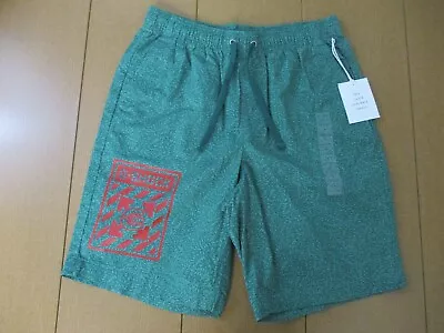 G-Shock Watch Shorts Swim Trunks Small Green Red Flat Front Floral Hawaiian Mens • $44