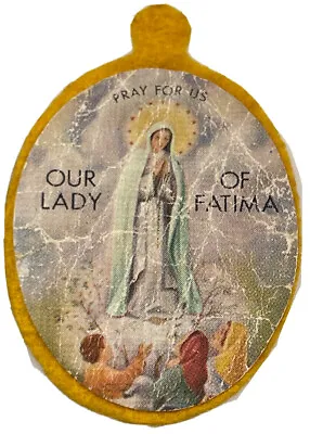 Vintage Catholic Our Lady Of Fatima Yellow Colorized  Scapular • $7.99