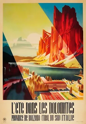 Dolomites Bolzano Tyrol Italy Vintage Travel Poster • $18