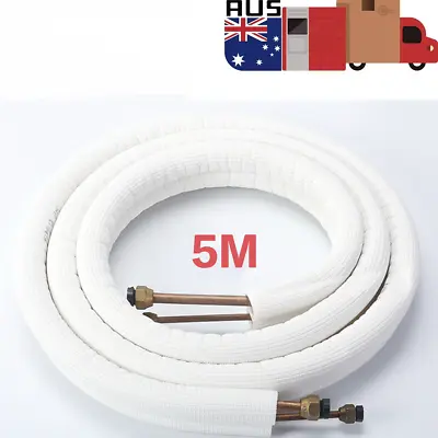 5M Air Conditioner Pair Coil Tube 1/4'' 3/8'' Insulated Copper Pipes • $45.97