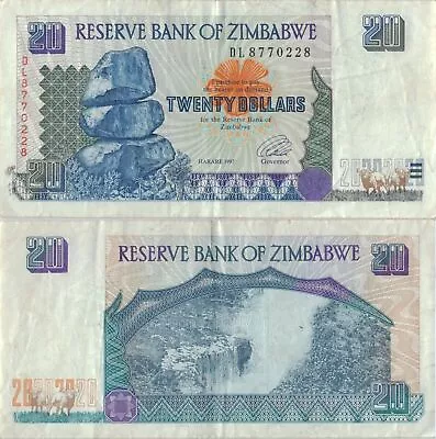 Zimbabwe 20 Dollars 1997 P-7a Banknote Africa Currency #5164 • $5.01