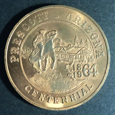 $9.99 • Buy Prescott Arizona Centennial 1864-1964 Medal / Token 35mm 17g W/ Cowboy VGC
