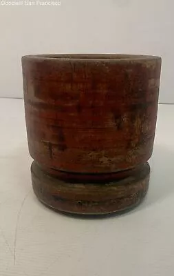 Vintage MCM Wooden Manual Spice Grinder Mortar Brown With Polychrome Paint • $29.99