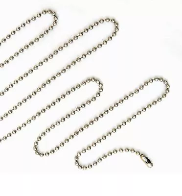 WHOLESALE LOT 50 100 200 500 1000  BALL CHAIN 2.4mm 24  Nickle/Silver Plated  • $19.99