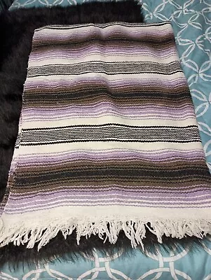 Mexican Blanket Falsa Serape Purple Throw Blanket For Yoga Beach & Picnic 72x50 • $7.68