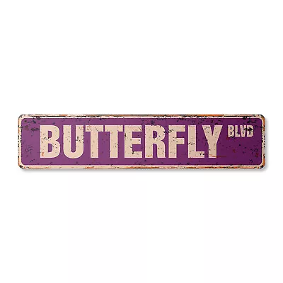 BUTTERFLY Vintage Street Sign Metal Plastic New Xing Gardener Monarch Net • $28.99