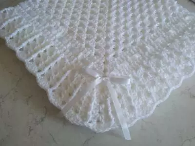  Hand-Crochet White Square Baby Blanket Afghan • $36.99