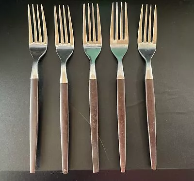 Vintage Ekco Eterna Canoe Muffin MCM Forged Stainless Flatware Japan Fork Set 5 • $29.99