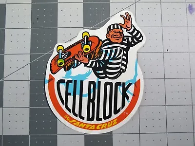 Vtg 1980s Santa Cruz Original Cellblock Prisoner MISPRINT Skateboard Sticker • $200