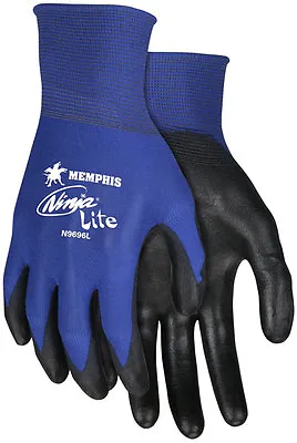 6 Pair Memphis Ninja Nylon Work Gloves With Polyurethane Coated Palm Large • $19.85