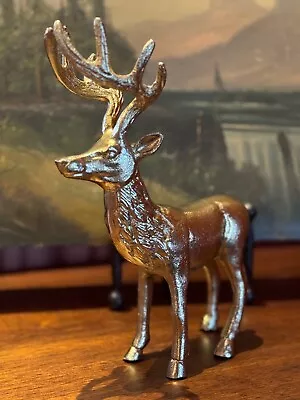 Gold Metal Deer Figurine Figure Christmas Reindeer 10  X 8  Tabletop • $19.99