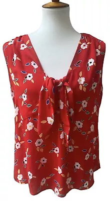 CAbi Tied Up Red Floral Sleeveless Tank Top Blouse 5734 Women’s Medium • $19.99