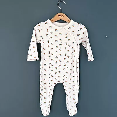 £1 • Buy Baby Boys Girls Unisex Little Bird Rainbow Sleepsuit Babygrow Age 6-9 Months