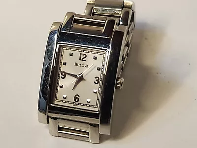 Vintage Bulova Women's Tank Style Watch Quartz White Dial New Battery Runs Great • $68