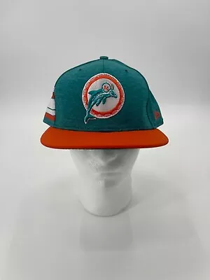 Miami Dolphins Throwback Logo Aqua & Orange Brim W/ Orange Stripes Fitted Hat • $16.99