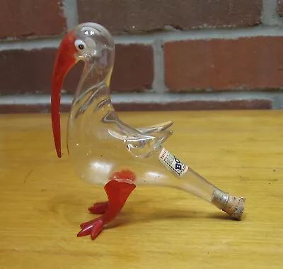 Vtg Handblown Glass Pelican Mini Liquor Bottle Bols Decanter Bird Animal • $19.99