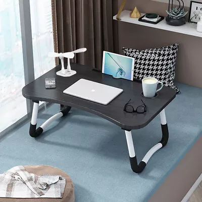 Breakfast Tray Folding Laptop Desk Bed Sofa Learning Table With Slot Cup Holder • £14.94