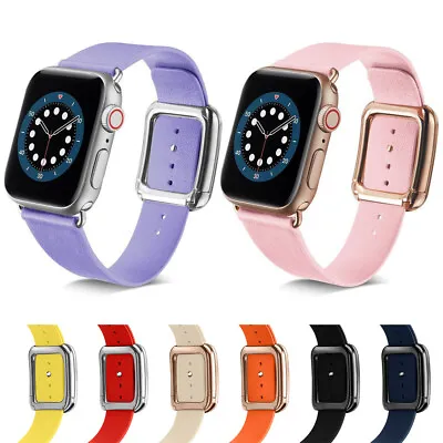 $15.72 • Buy 40/44/41/45mm Modern Buckle Leather Band Strap For Apple Watch Series 8 7 6 5 SE