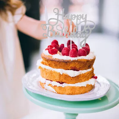  2 Sets Edible Gold Happy Birthday Decorations For Girls Cake Sticks Wedding • £7.89