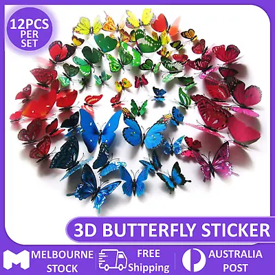 $3.99 • Buy 3D Butterfly Wall Removable Stickers Decals Kids Art Nursery Magnets Door 12Pcs