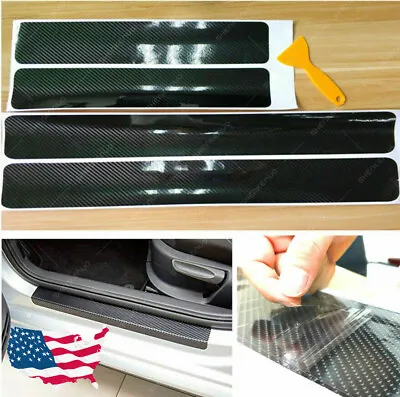 $7.69 • Buy 4x Carbon Fiber Car Door Plate Sill Scuff Cover Anti Scratch Sticker Accessories