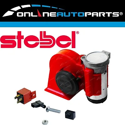 Stebel Nautilus RED Car Air Horn Kit 12 Volt LOUD 139dB Electric Relay • $35.93