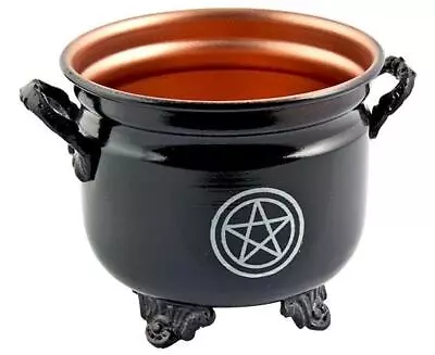 Pentacle Black Metal Cauldron With Copper Color Interior! • $15.95