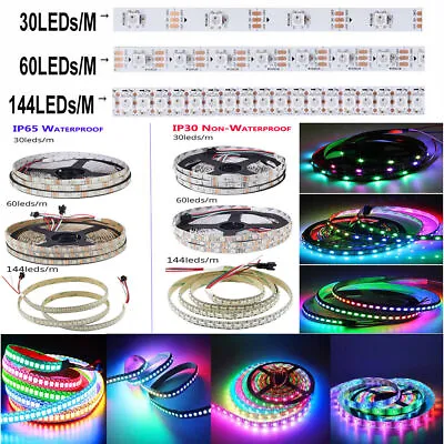 WS2812B 5050 RGB LED Strip 1-5M 30 60 144 150 300 Leds Individual Addressable 5V • $30.99