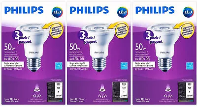 Philips LED 6W (50W Equiv.) PAR20 Bright White Bulb 9 Pack • $19.99