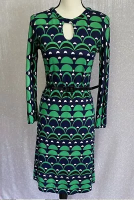 Banana Republic Mad Men Knit Shift “Peggy” Dress Navy Blue Green 60’s Mod Size 0 • $29.99