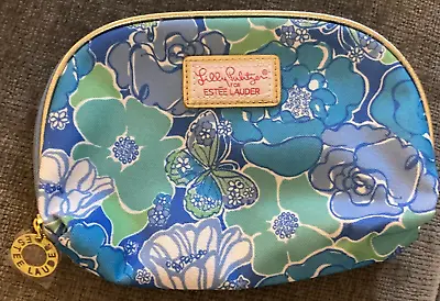 NWOT Lilly Pulitzer Estee Lauder Blue Floral Print Cosmetics Bag Pouch Case • $9.84