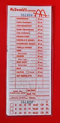 RARE Vintage 1960's  McDonald's System  Unused Menu Order Sheet  Slash M  Logo! • $10