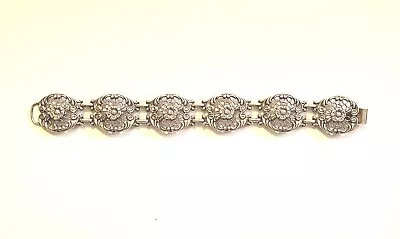 Vintage Signed Danecraft Sterling Silver Daffodil Flower Bracelet 26 Grams • $65