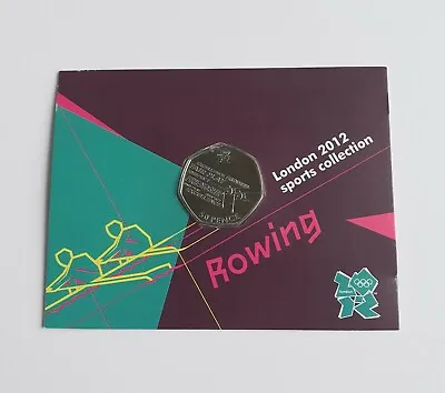 2012 London Olympic ROWING 50p Coin Certified Uncirculated In Sealed Card • £6.95