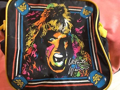 Vintage WWF Wrestling Gym Duffle Bag Hulk Hogan Ultimate Warrior Used WWE GOLDEN • $75