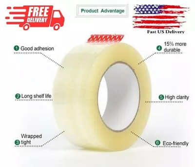 Packing Tape 1 Roll 2  110 Yards 2 Mil (330 Ft) Clear Carton Sealing Tapes • $3.95