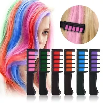 Hair Chalk Comb Temporary Color Dye Salon Kits Party Fans Colours Kit • £2.79