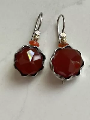 Vintage Earrings Marked 925 Sterling Silver Pierced Dangle Stone Earrings • $15