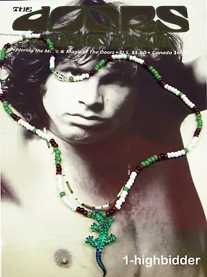  21  Jim Morrison Green Lizard King Pendant Bead Necklace Orig Green White Doors • $21.99