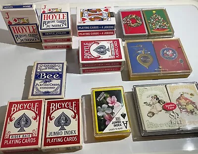 Vintage Playing Cards Deck Lot Bicycle Jumbo Rider Back 88 Hoyle Bee 92 And More • $49.95