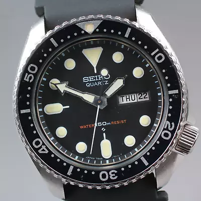 Vintage Exc+5 New Battery SEIKO 7548-7000 Men's Quartz Diver Watch Day Date • $734.14