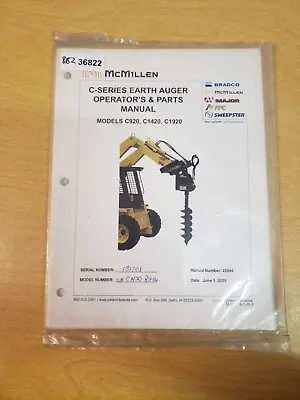 McMillen C920 C1420 C1920 Earth Auger Operators Manual & Parts List • $17.71