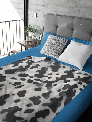 Cow Print Soft Velveteen Plush Blanket Fur Throw Warm 50x60 Cozy Gifts Luckystar • £32.53