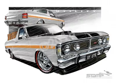 Ute XY UTE XY FALCON UTE QUICKSILVER ORANGE STRIPES A2 FRAMED PRINT (FT082C) • $249